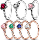 Elevated red heart ring
