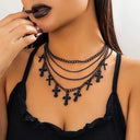 Goth Black Cross Jesus Necklace