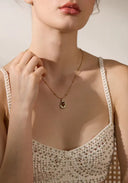 Cashew Inlaid Natural Tiger Stone Pendant Necklac