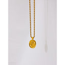 Oval Flower  Necklace Stainless