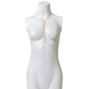 Row Round Pearls Bra Chest Chain Necklace